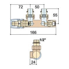 CORDIVARI Cordivari - Pripojovací ventil, centrálny prípoj 50 mm, meď, ľavý, biela 5991990311188