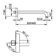 Keuco Keuco Ixmo - Rameno pre hlavovú sprchu 300 mm, chróm 53088010302