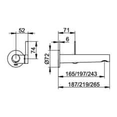 Keuco Keuco Ixmo - Umývadlová páková batéria pod omietku s okrúhlou rozetou, rameno 219 mm, prietok 7,6l/min., chróm 59516011101