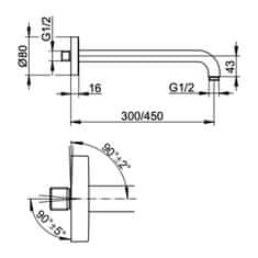 Keuco Keuco Ixmo - Rameno na hlavovú sprchu 300 mm, chróm 51688010300