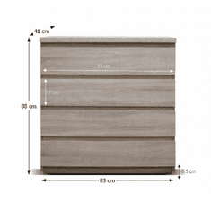 KONDELA Komoda, 4-šuplíková, dub sonoma, PANAMA typ 05