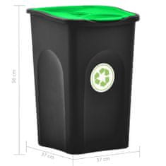 Vidaxl Odpadkový kôš s vyklápacím vekom 50l čierno-zelený