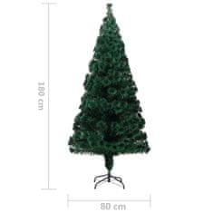 Vidaxl Umelý vianočný stromček+podstavec, zelený 180cm, optické vlákno