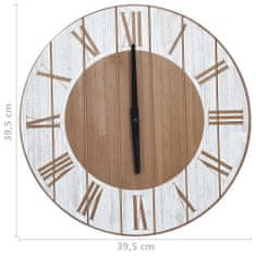 Vidaxl 321472 Wall Clock Brown and White 39,5 cm MDF