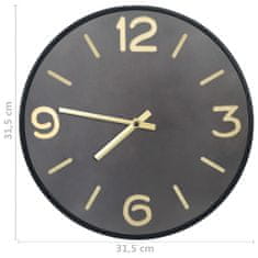 Vidaxl 321475 Wall Clock Anthracite and Gold 31,5 cm Iron and MDF