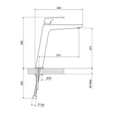 Teorema Teorema Edge - Umývadlová batéria stojanková, výpusť CLICK, výška 215 mm, čierna 8E341BB