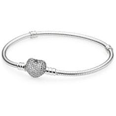 Pandora Strieborný náramok s trblietavým srdcom 590727CZ (Dĺžka 20 cm)