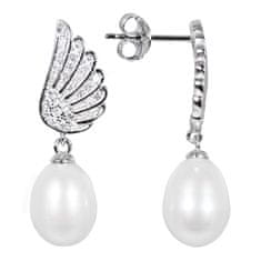 JwL Luxury Pearls Pearl náušnice s bielou pravou perlou a zirkónmi JL0534