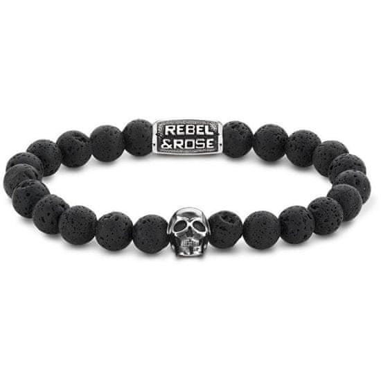 Rebel & Rose Obrúbený náramok Skull Black Moon RR-SK001-S