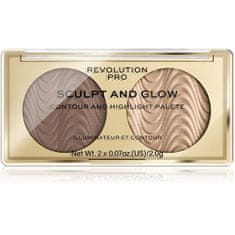 Revolution PRO Kontúrovacia paletka Sculpt and Glow Savanna Nights PRO (Contour And Highlight Palete) 4 g