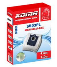 KOMA SB03PL - Sada 12 vreciek vrátane HEPA filtra pre vysávače AEG, Electrolux, Philips, ktoré používajú vrecká typu S-BAG