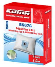 KOMA BS67G - Vrecká do vysávača Bosch Typ G ALL, textilný s plastovým čelom, 4ks