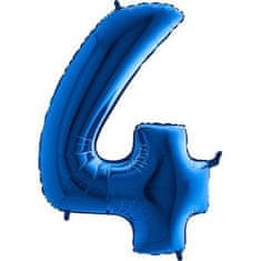 Fóliový balónik číslica 4 - modrý - blue - 102cm