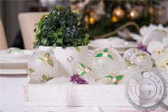Decor By Glassor Vianočná oliva s dekorom ružičiek