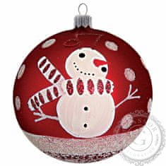 Decor By Glassor Koule červený mat s dekorem sněhuláčka