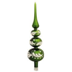 Decor By Glassor Špic zelený s bielym dekorom