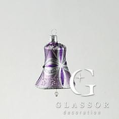 Decor By Glassor Zvoneček fialový klinkací s dekorem