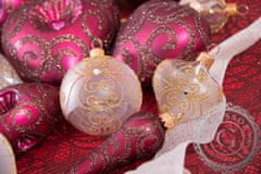 Decor By Glassor Vianočná guľa číra, zlaté ornamenty (Veľkosť: 6)