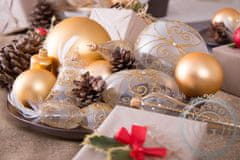 Decor By Glassor Vianočná guľa číra, zlaté ornamenty (Veľkosť: 10)