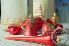 Decor By Glassor Vánoční srdíčko červené zlatý dekor