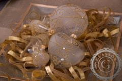 Decor By Glassor Vianočná guľa číra, zlaté ornamenty (Veľkosť: 8)