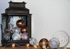 Decor By Glassor Vánoční baňka hnědá zlatý dekor