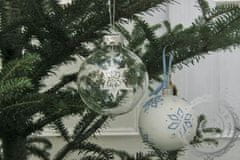 Decor By Glassor Vianočná guľa biela modré vločky