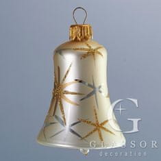 Decor By Glassor Vánoční zvonek krémový s hvězdami