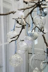 Decor By Glassor Vianočná guľa biela modré vločky
