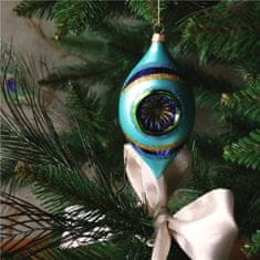 Decor By Glassor Vianočná oliva tyrkysová s reflektorom