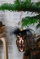 Decor By Glassor Vianočná ozdoba tmavohnedá sovička s čiernou chocholkou