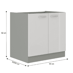 KONDELA Skrinka dolná, biela extra vysoký lesk/sivá, PRADO 80 D 2F BB
