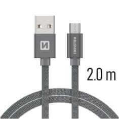 SWISSTEN USB/microUSB 2m, sivý