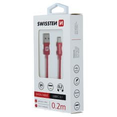 SWISSTEN USB/USB-C 0.2m, červený
