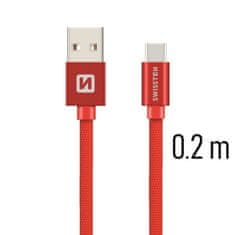 SWISSTEN USB/USB-C 0.2m, červený