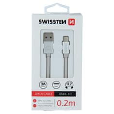 SWISSTEN USB/USB-C 0.2m, strieborný