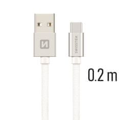 SWISSTEN USB/USB-C 0.2m, strieborný