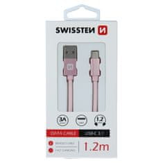 SWISSTEN USB/USB-C 1.2m, ružovo-zlatý