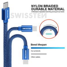 SWISSTEN USB/USB-C 0.2m, modrý