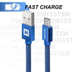 SWISSTEN USB/USB-C 0.2m, modrý