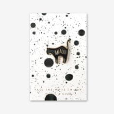 Decor By Glassor Smaltovaný pin čierna mačička