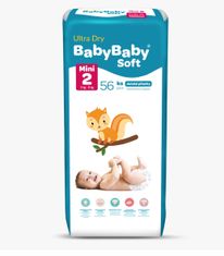 BabyBaby Soft Plienky MINI 2 (3-6kg) 56ks