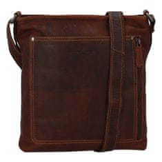 Green Wood Moderná pánska kožená crossbody taška Entonio Eldorado, hnedá