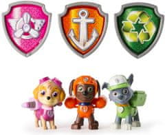 Spin Master Akční figurky Paw Patrol s odznaky na tričko sada 6ks - Skye, Rocky, Zuma