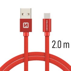 SWISSTEN USB/USB-C 2m, červený