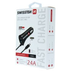 SWISSTEN CAR CHARGER USB-C AND USB 2,4A POWER