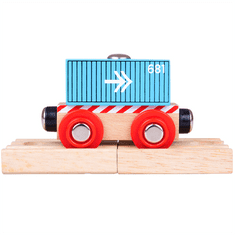 Bigjigs Toys Bigjigs Rail Vagón modrý kontajner