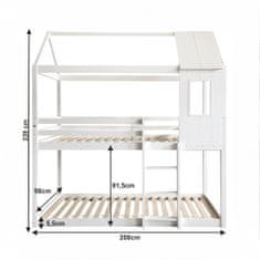 KONDELA Poschodová posteľ s roštami Atrisa 90x200 cm - biela