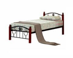 KONDELA Kovová jednolôžková posteľ s roštom Magenta 90 - čierny kov / tmavý dub