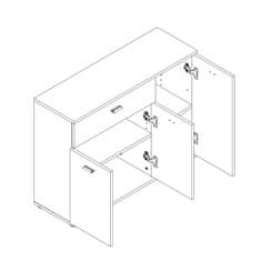 KONDELA Trojdverová komoda Nena 3 - biela